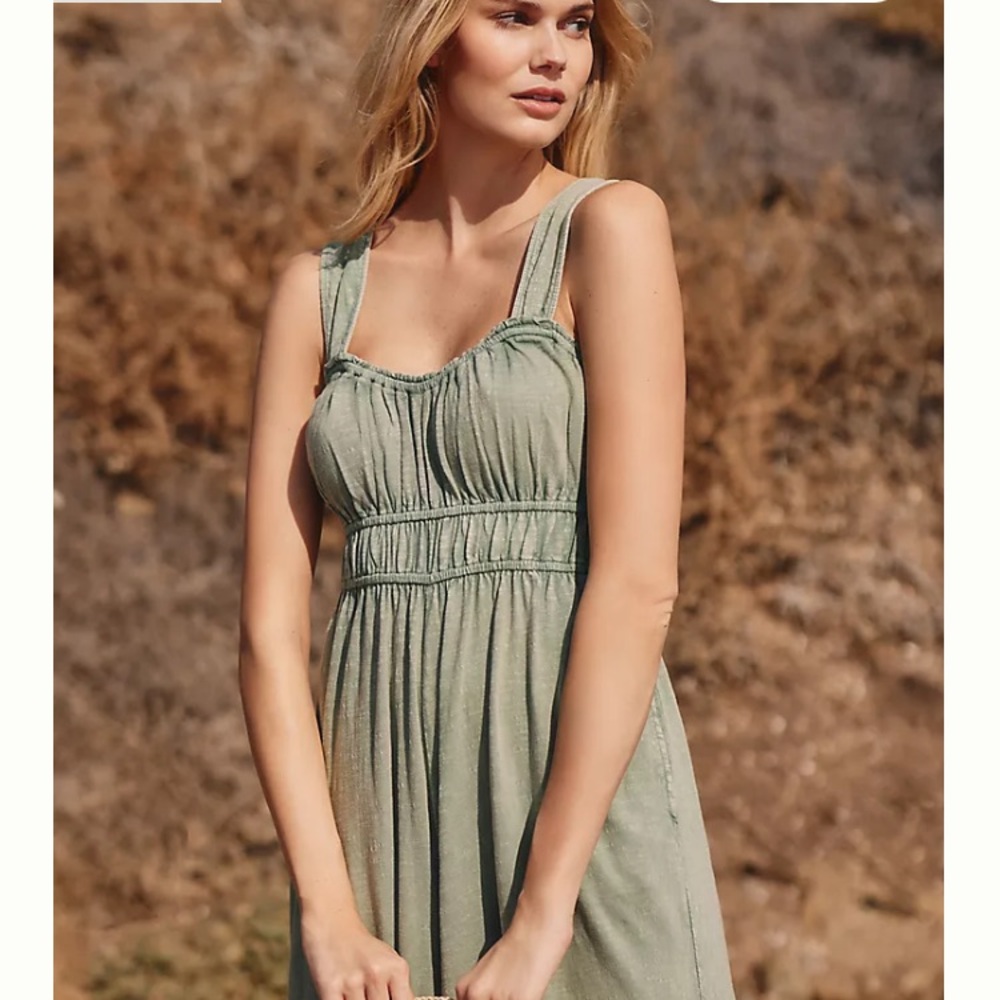 Anthropologie Sage Green Wide-Leg Jumpsuit - Picture 3 of 14